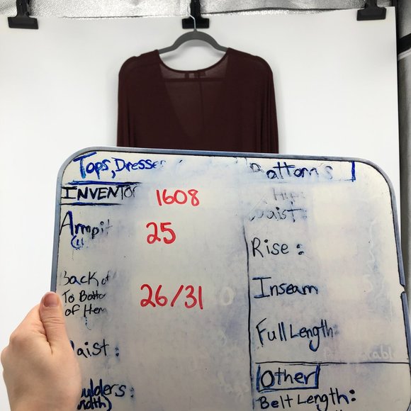 Wilfred rust burgundy lightweight rayon wool blend Deep V long sleeve tee Large - Picture 12 of 13